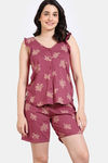 Zivame Floral Fancy Knit Cotton Shorts Set - Cherries Jublie — thumbnail 2